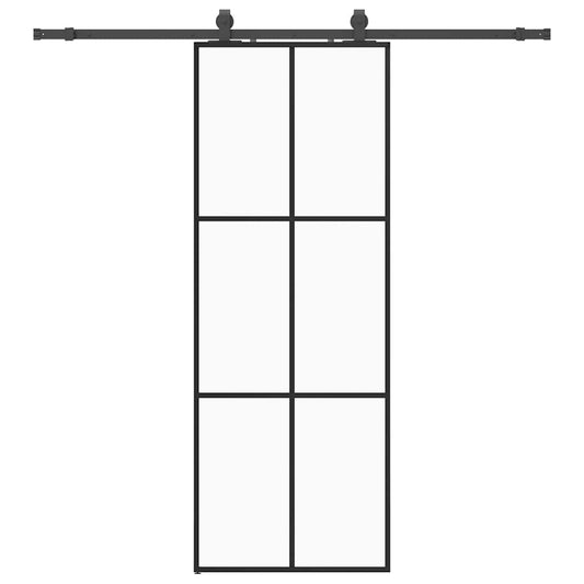 vidaXL Συρόμενη Πόρτα με Μηχανισμό Μαύρο 76x205 εκ. Γυαλί ESG