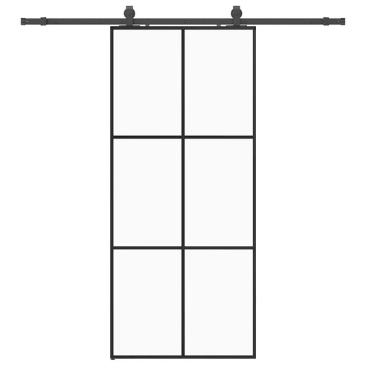 vidaXL Συρόμενη Πόρτα με Μηχανισμό Μαύρο 90x205 εκ. Γυαλί ESG