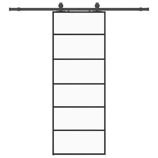 vidaXL Συρόμενη Πόρτα με Μηχανισμό Μαύρο 76x205 εκ. Γυαλί ESG