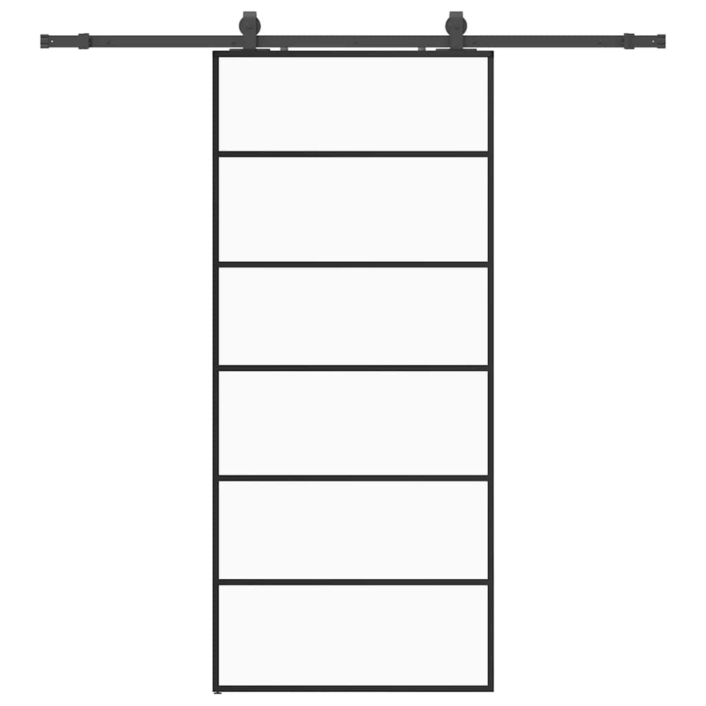 vidaXL Συρόμενη Πόρτα με Μηχανισμό Μαύρο 90x205 εκ. Γυαλί ESG