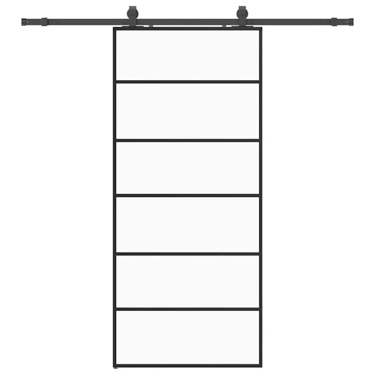 vidaXL Συρόμενη Πόρτα με Μηχανισμό Μαύρο 90x205 εκ. Γυαλί ESG