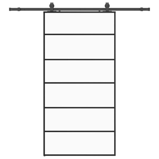 vidaXL Συρόμενη πόρτα με σετ υλικού Μαύρο 102x205 cm ESG Γυαλί