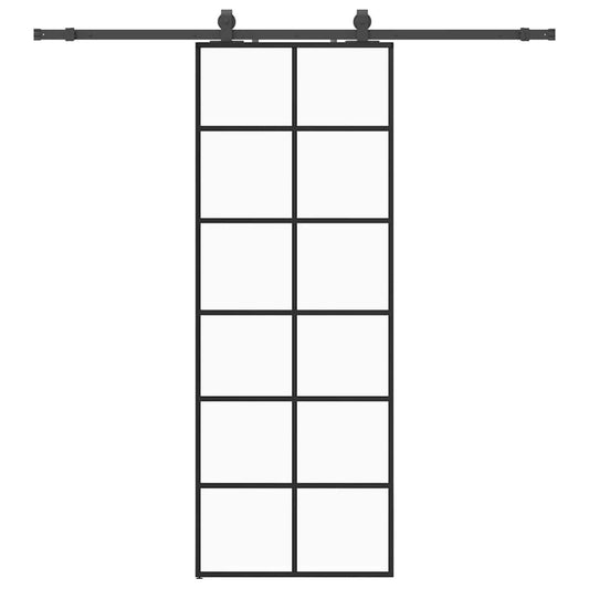 vidaXL Συρόμενη Πόρτα με Μηχανισμό Μαύρο 76x205 εκ. Γυαλί ESG