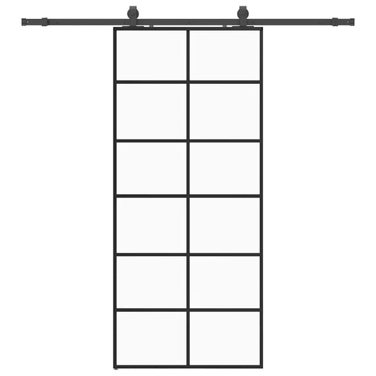 vidaXL Συρόμενη Πόρτα με Μηχανισμό Μαύρο 90x205 εκ. Γυαλί ESG