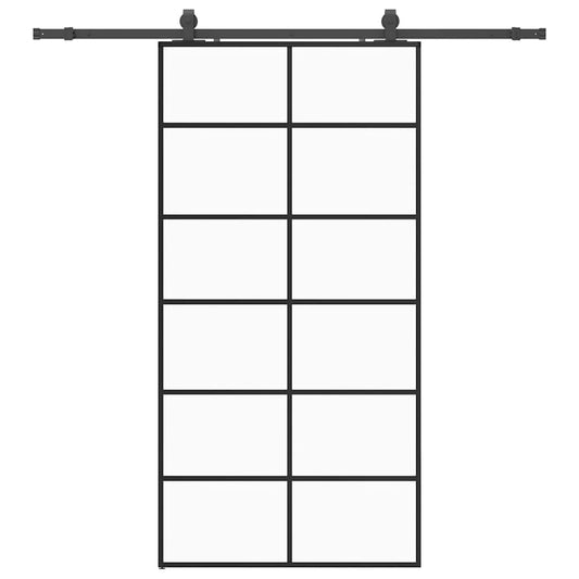vidaXL Συρόμενη πόρτα με σετ υλικού Μαύρο 102x205 cm ESG Γυαλί