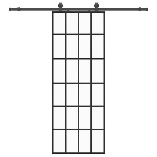 vidaXL Συρόμενη Πόρτα με Μηχανισμό Μαύρο 76x205 εκ. Γυαλί ESG