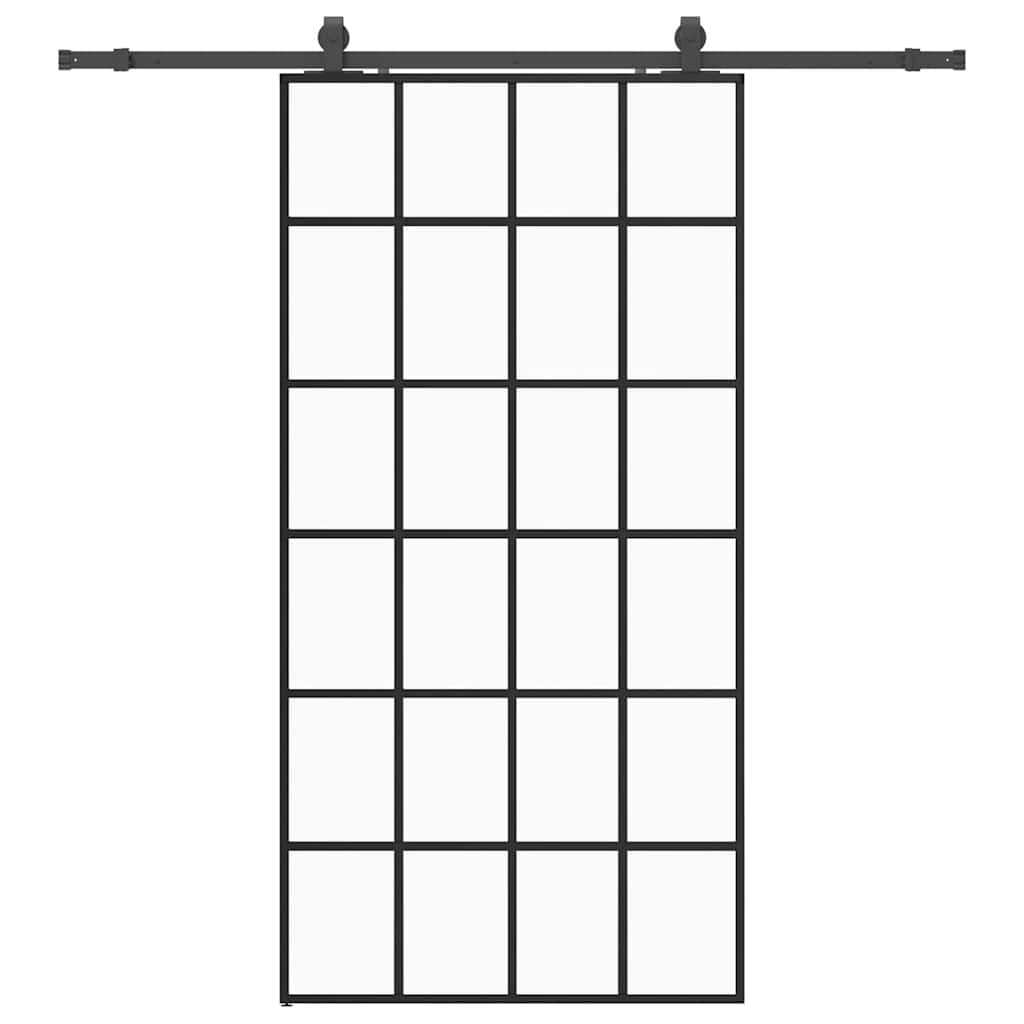 vidaXL Συρόμενη πόρτα με σετ υλικού Μαύρο 102x205 cm ESG Γυαλί