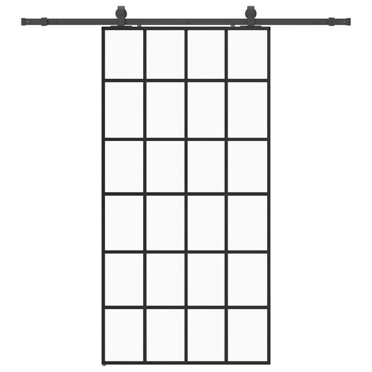 vidaXL Συρόμενη πόρτα με σετ υλικού Μαύρο 102x205 cm ESG Γυαλί