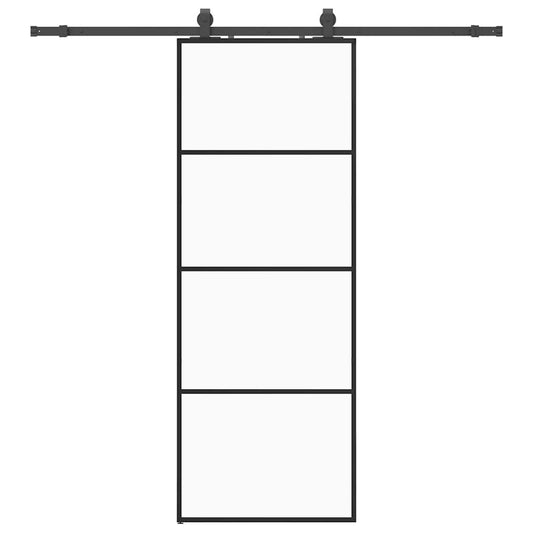 vidaXL Συρόμενη Πόρτα με Μηχανισμό Μαύρο 76x205 εκ. Γυαλί ESG