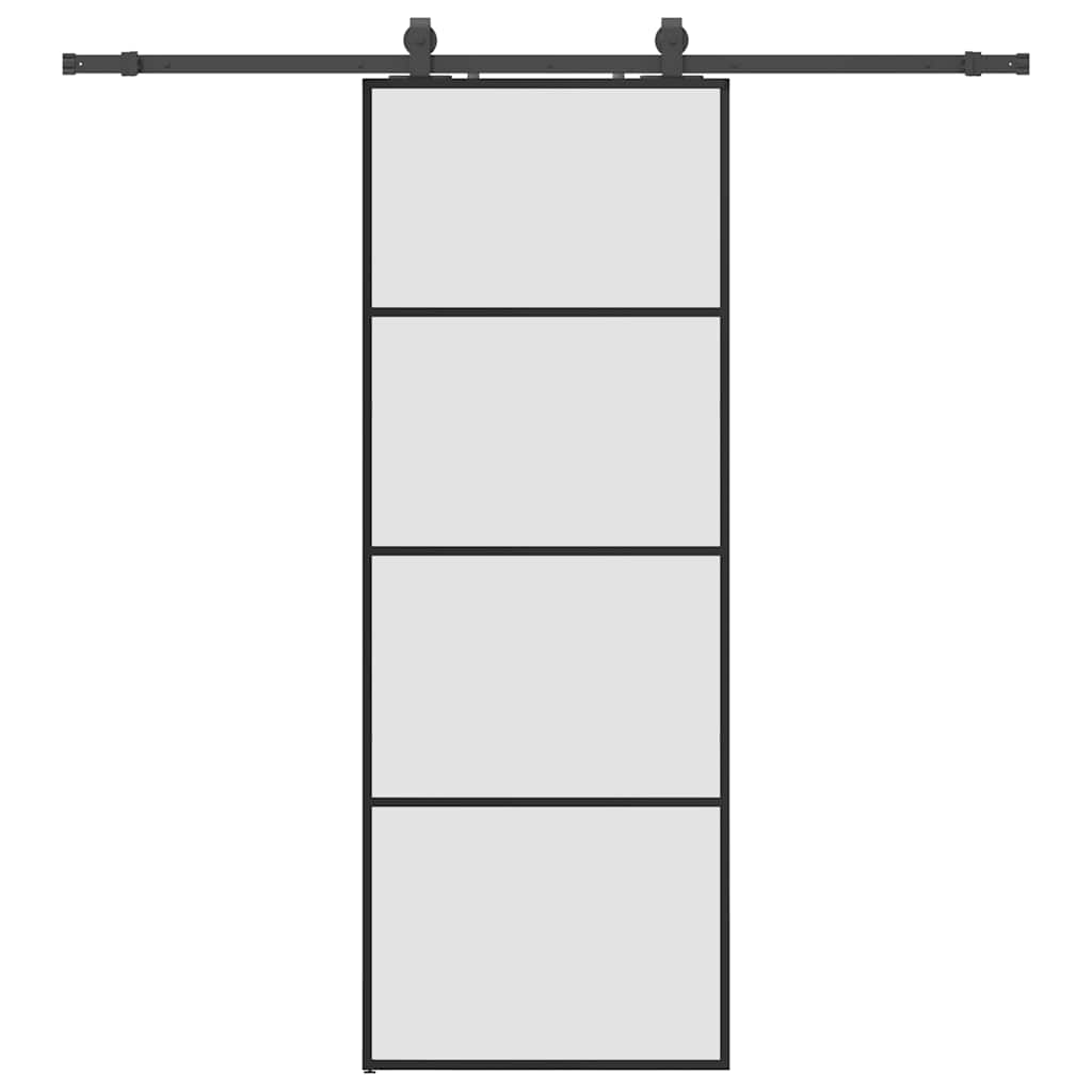 vidaXL Συρόμενη Πόρτα με Μηχανισμό Μαύρο 76x205 εκ. Γυαλί ESG