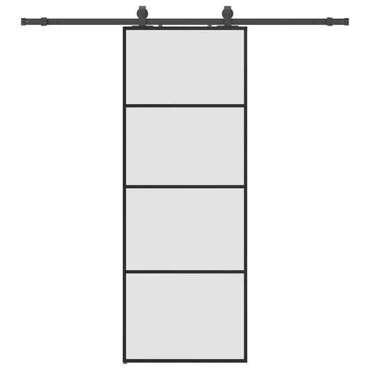 vidaXL Συρόμενη Πόρτα με Μηχανισμό Μαύρο 76x205 εκ. Γυαλί ESG
