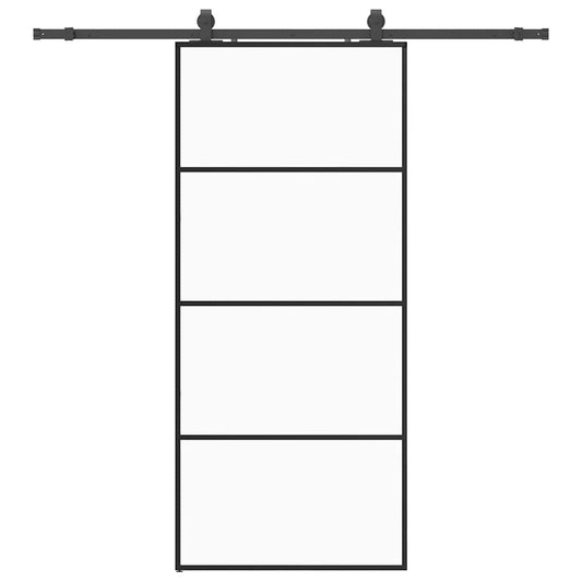 vidaXL Συρόμενη Πόρτα με Μηχανισμό Μαύρο 90x205 εκ. Γυαλί ESG