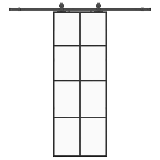 vidaXL Συρόμενη Πόρτα με Μηχανισμό Μαύρο 76x205 εκ. Γυαλί ESG