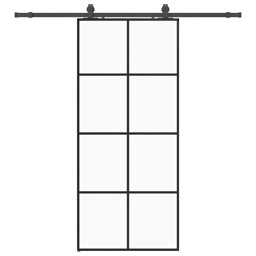 vidaXL Συρόμενη Πόρτα με Μηχανισμό Μαύρο 90x205 εκ. Γυαλί ESG