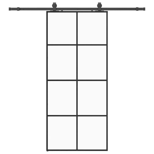 vidaXL Συρόμενη Πόρτα με Μηχανισμό Μαύρο 90x205 εκ. Γυαλί ESG