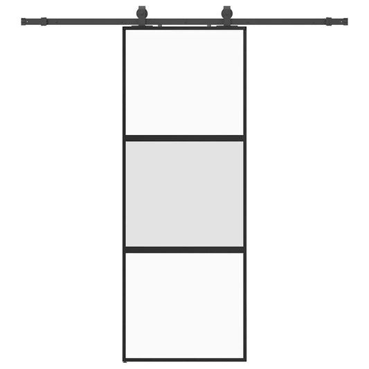 vidaXL Συρόμενη πόρτα με σετ υλικού Μαύρο 76x205 cm γυαλί μετριασμένο