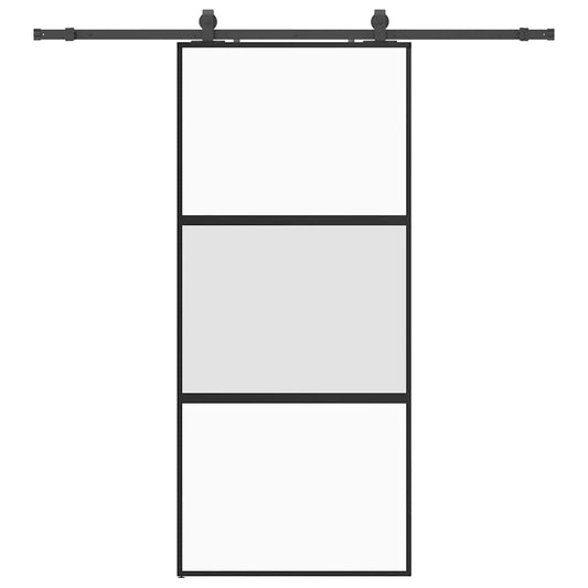 vidaXL Συρόμενη πόρτα με σετ υλικού Μαύρο 90x205 cm γυαλί μετριασμένο