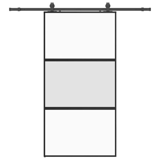 vidaXL Σετ συρόμενης πόρτας με υλικό μαύρο 102,5x205 cm