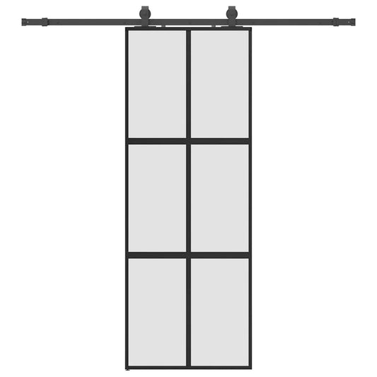 vidaXL Συρόμενη πόρτα με σετ υλικού Μαύρο 76x205 cm γυαλί μετριασμένο