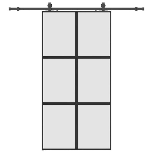 vidaXL Σετ συρόμενης πόρτας με υλικό μαύρο 102,5x205 cm
