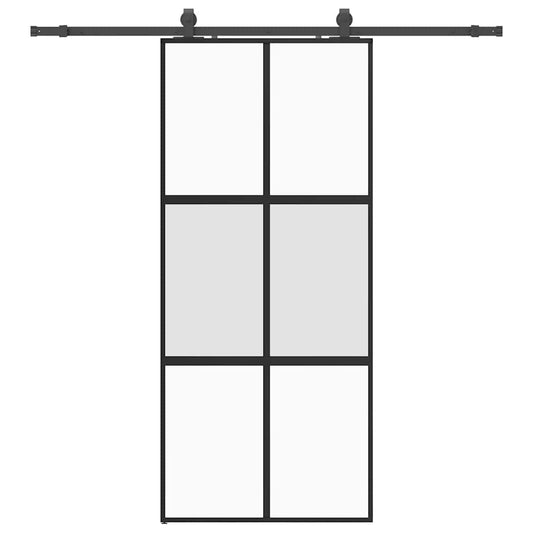 vidaXL Συρόμενη πόρτα με σετ υλικού Μαύρο 90x205 cm γυαλί μετριασμένο