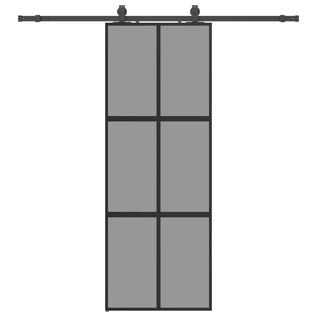 vidaXL Συρόμενη πόρτα με σετ υλικού Μαύρο 76x205 cm γυαλί μετριασμένο