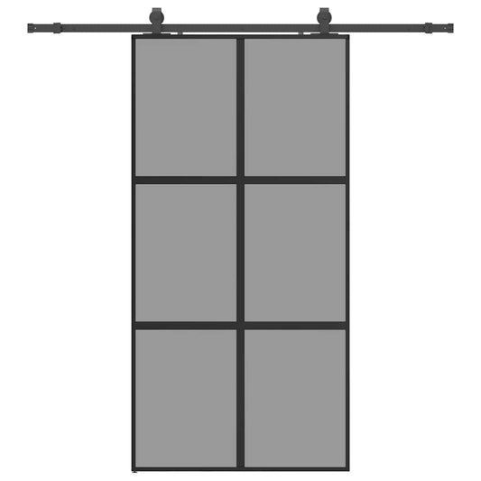 vidaXL Σετ συρόμενης πόρτας με υλικό μαύρο 102,5x205 cm