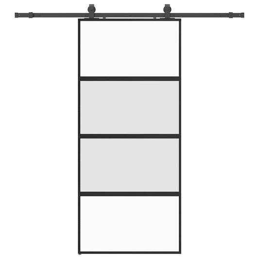 vidaXL Συρόμενη πόρτα με σετ υλικού Μαύρο 90x205 cm γυαλί μετριασμένο