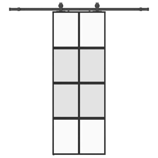 vidaXL Συρόμενη πόρτα με σετ υλικού Μαύρο 76x205 cm γυαλί μετριασμένο
