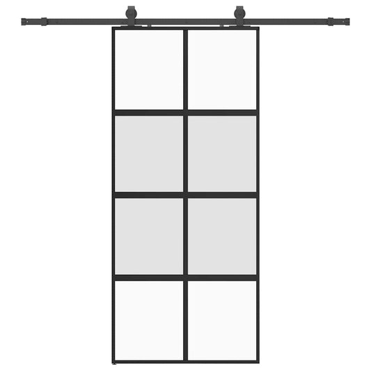 vidaXL Συρόμενη πόρτα με σετ υλικού Μαύρο 90x205 cm γυαλί μετριασμένο