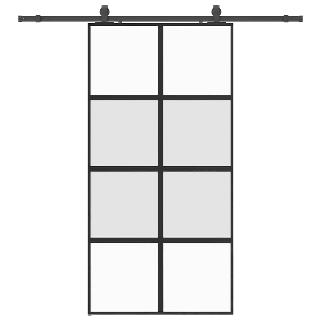 vidaXL Σετ συρόμενης πόρτας με υλικό μαύρο 102,5x205 cm