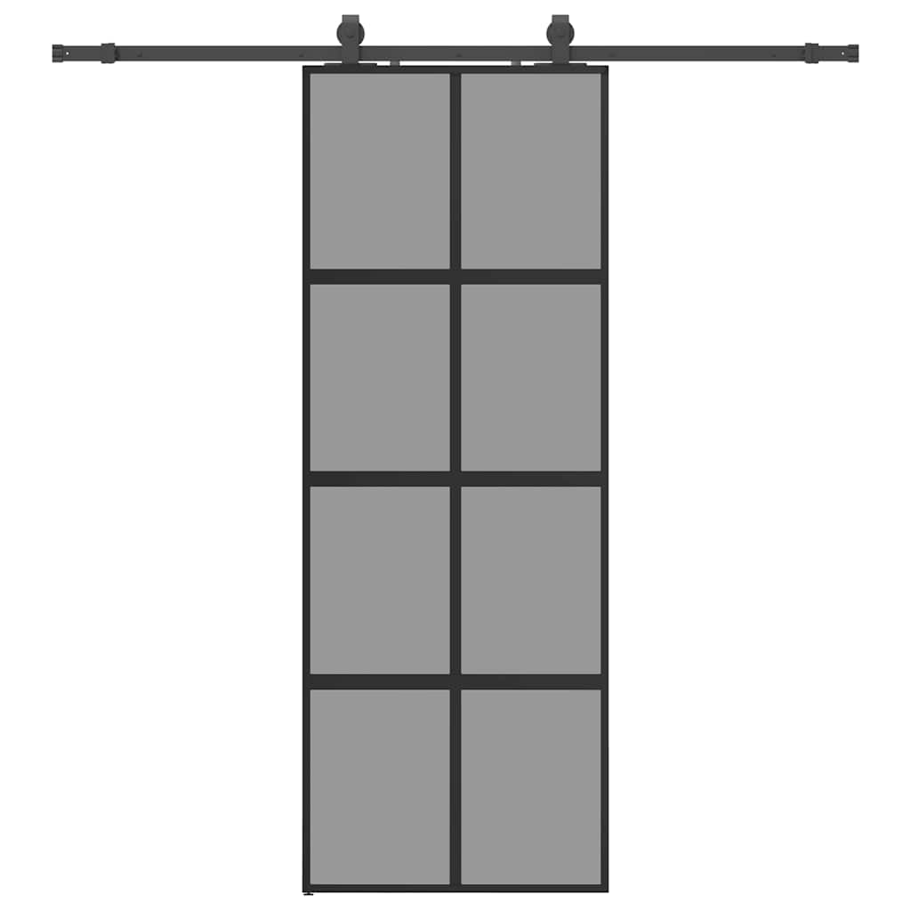 vidaXL Συρόμενη πόρτα με σετ υλικού Μαύρο 76x205 cm γυαλί μετριασμένο