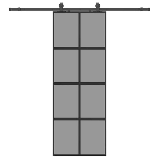 vidaXL Συρόμενη πόρτα με σετ υλικού Μαύρο 76x205 cm γυαλί μετριασμένο