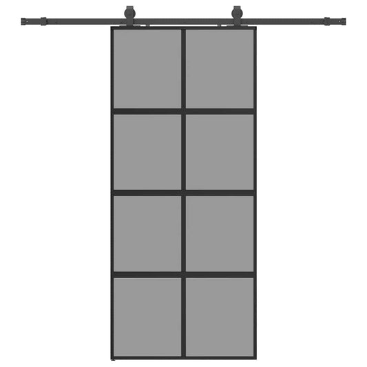 vidaXL Συρόμενη πόρτα με σετ υλικού Μαύρο 90x205 cm γυαλί μετριασμένο