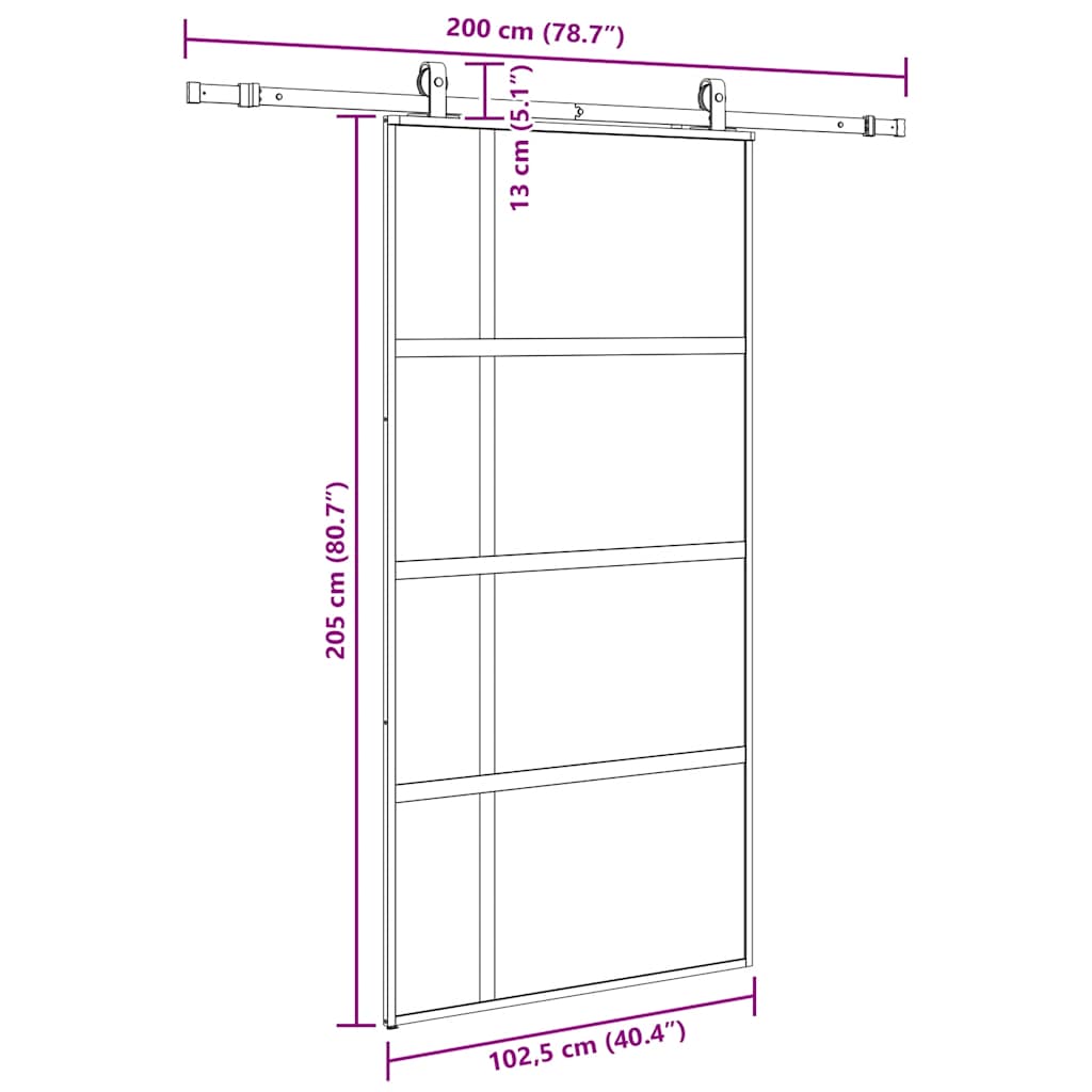 vidaXL Σετ συρόμενης πόρτας με υλικό μαύρο 102,5x205 cm