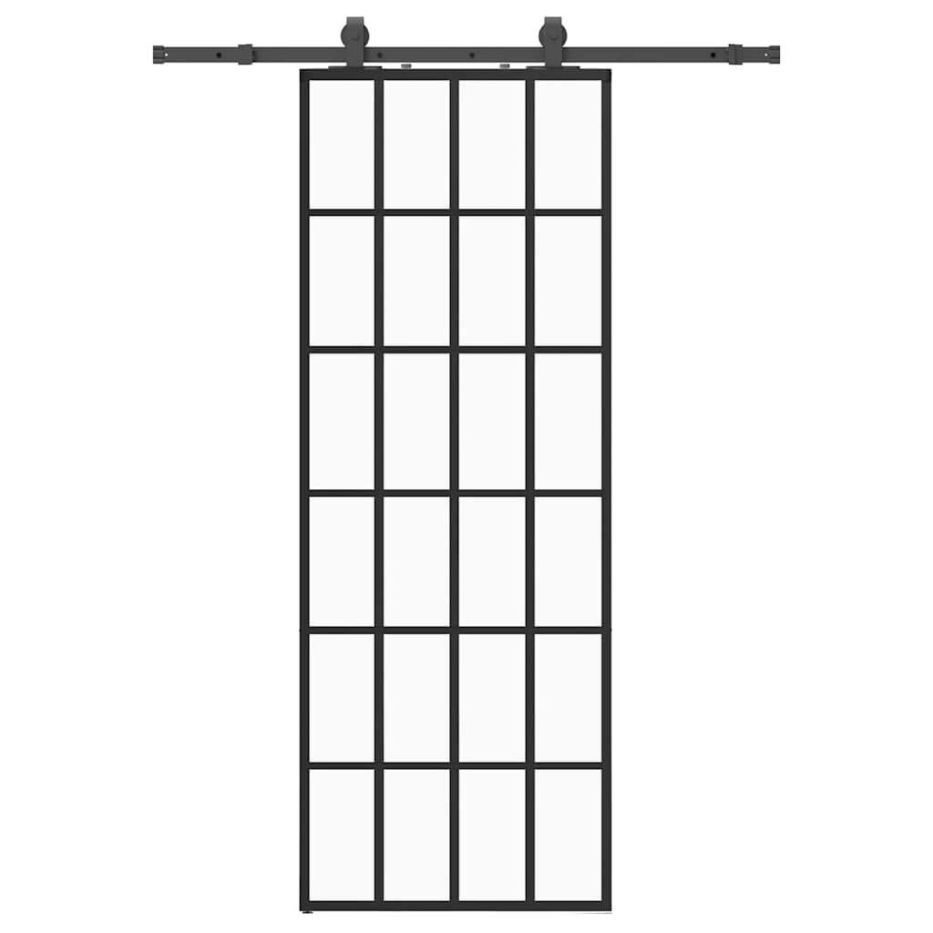 vidaXL Συρόμενη Πόρτα με Μηχανισμό Μαύρο 76x205 εκ. Γυαλί ESG