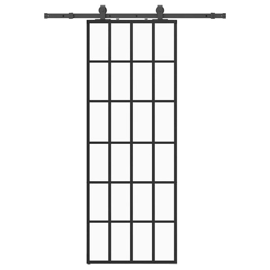 vidaXL Συρόμενη Πόρτα με Μηχανισμό Μαύρο 76x205 εκ. Γυαλί ESG