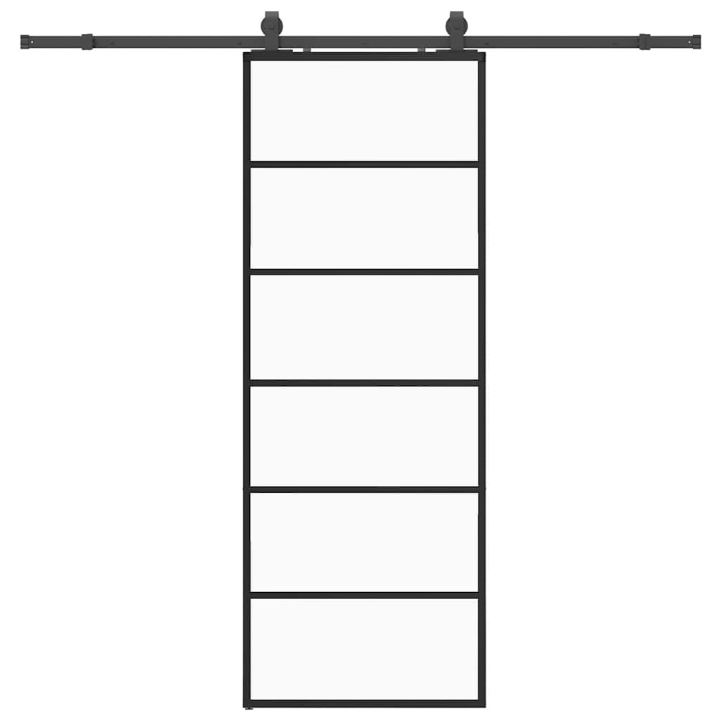 vidaXL Συρόμενη Πόρτα με Μηχανισμό Μαύρο 76x205 εκ. Γυαλί ESG