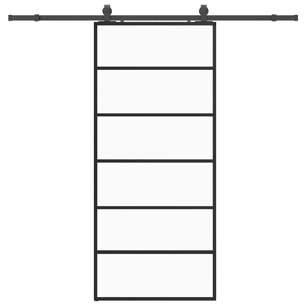 vidaXL Συρόμενη Πόρτα με Μηχανισμό Μαύρο 90x205 εκ. Γυαλί ESG