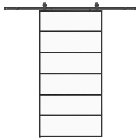 vidaXL Συρόμενη πόρτα με σετ υλικού Μαύρο 102x205 cm ESG Γυαλί
