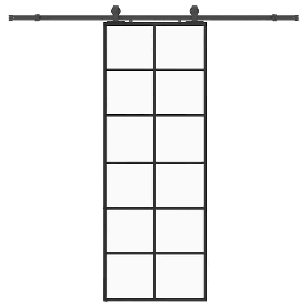 vidaXL Συρόμενη Πόρτα με Μηχανισμό Μαύρο 76x205 εκ. Γυαλί ESG