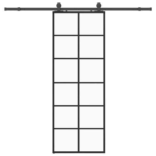 vidaXL Συρόμενη Πόρτα με Μηχανισμό Μαύρο 76x205 εκ. Γυαλί ESG