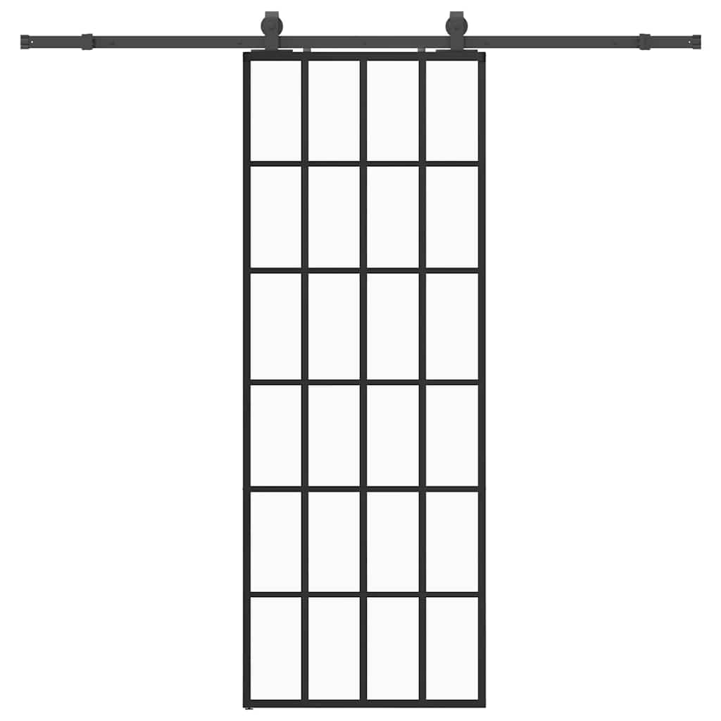 vidaXL Συρόμενη Πόρτα με Μηχανισμό Μαύρο 76x205 εκ. Γυαλί ESG