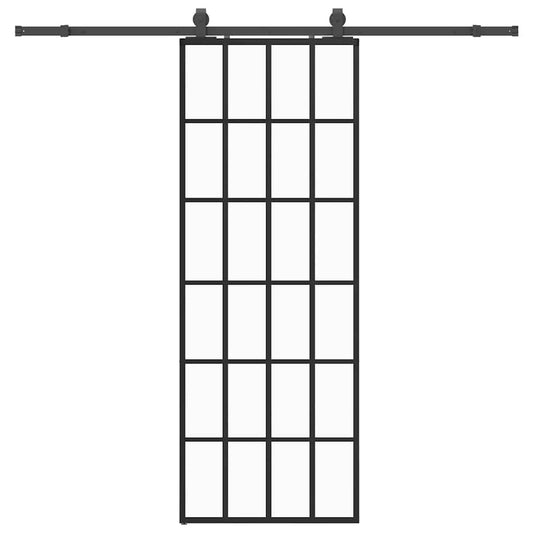 vidaXL Συρόμενη Πόρτα με Μηχανισμό Μαύρο 76x205 εκ. Γυαλί ESG