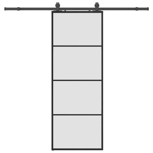 vidaXL Συρόμενη Πόρτα με Μηχανισμό Μαύρο 76x205 εκ. Γυαλί ESG