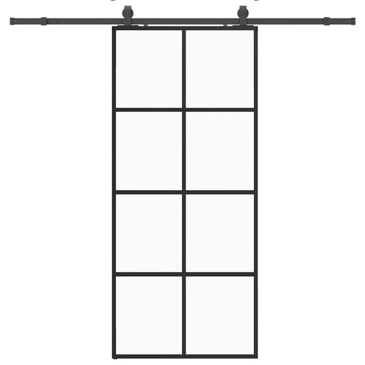 vidaXL Συρόμενη Πόρτα με Μηχανισμό Μαύρο 90x205 εκ. Γυαλί ESG