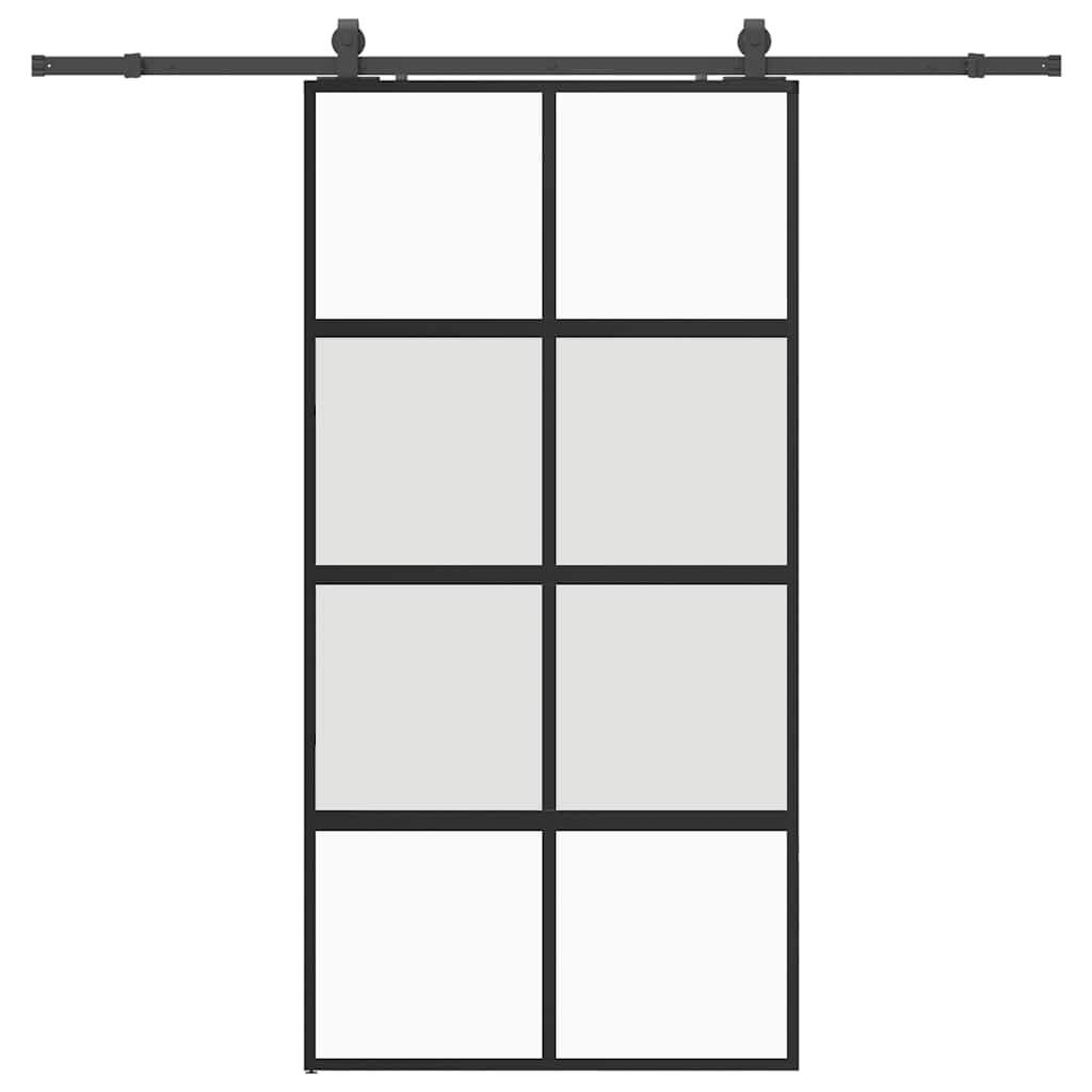 vidaXL Σετ συρόμενης πόρτας με υλικό μαύρο 102,5x205 cm