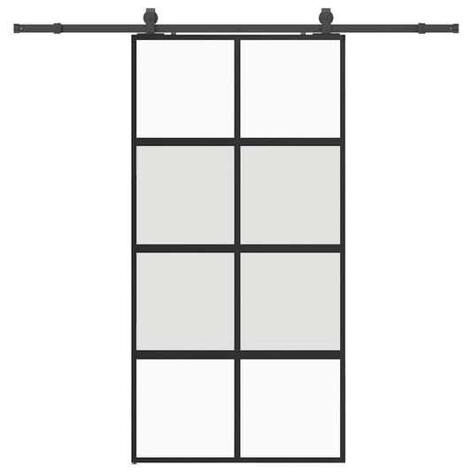 vidaXL Σετ συρόμενης πόρτας με υλικό μαύρο 102,5x205 cm