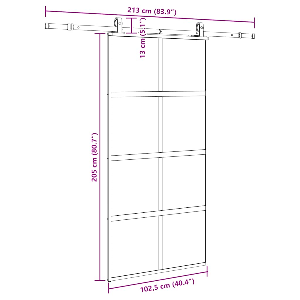 vidaXL Σετ συρόμενης πόρτας με υλικό μαύρο 102,5x205 cm
