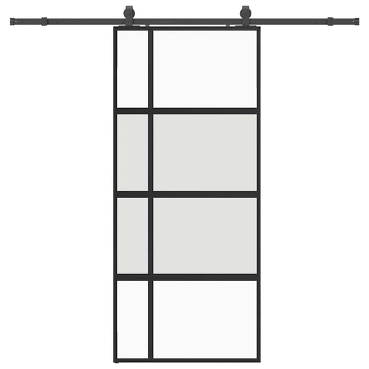 vidaXL Συρόμενη πόρτα με σετ υλικού Μαύρο 90x205 cm γυαλί μετριασμένο